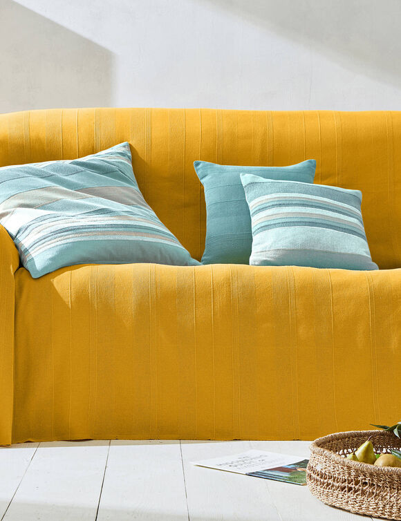 Housse coussin multicolore coton tissage artisanal - lot de 2 (céladon) Housse coussin multicolore coton tissage artisanal - lot de 2 (céladon)